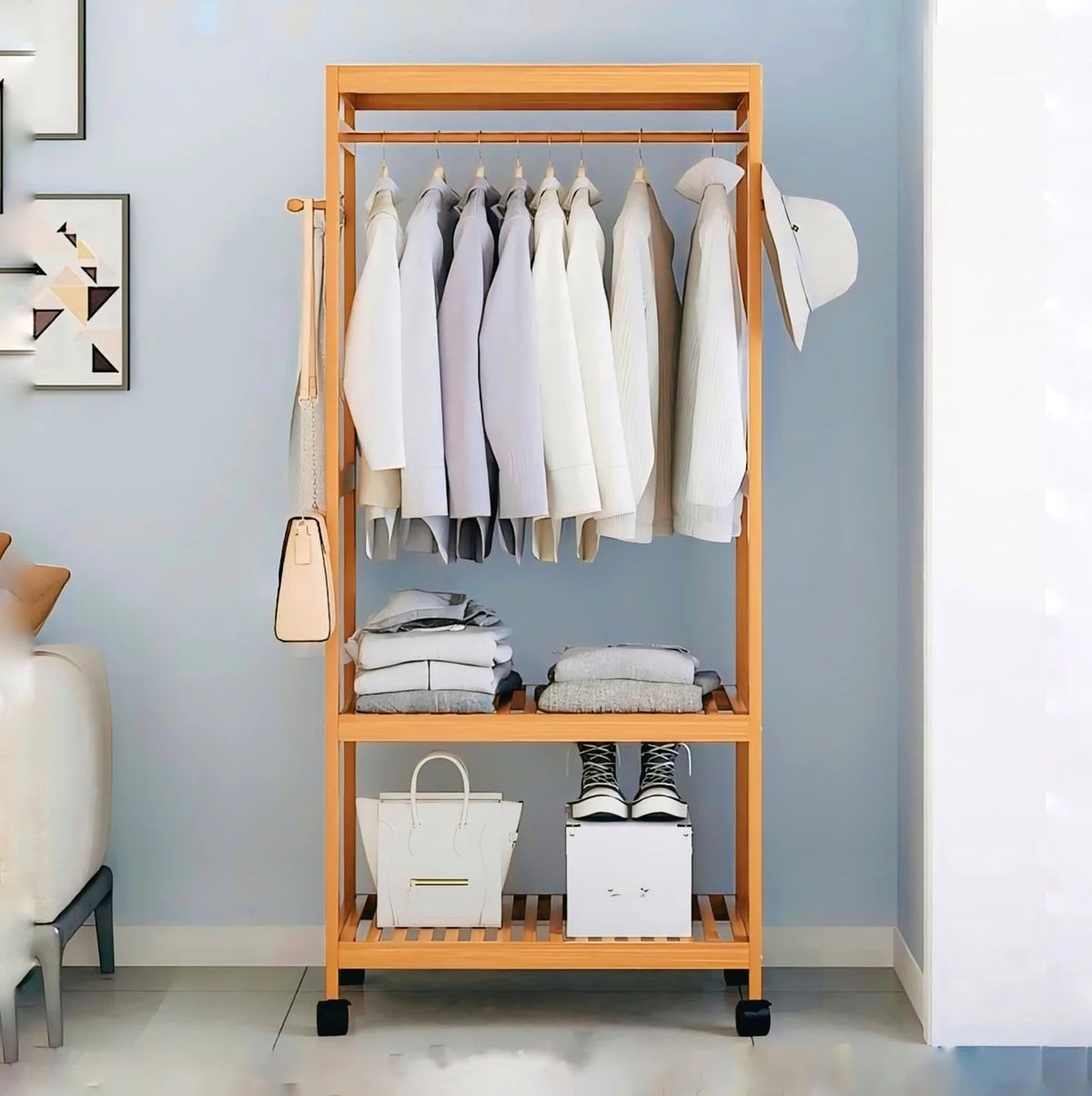 Wooden Clothes Stand with Rack -IECSM14