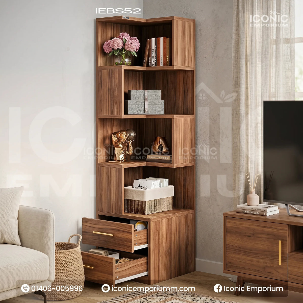 Exclusive Wooden Organizer/Corner Shelf/Bookshelf-IEBS52
