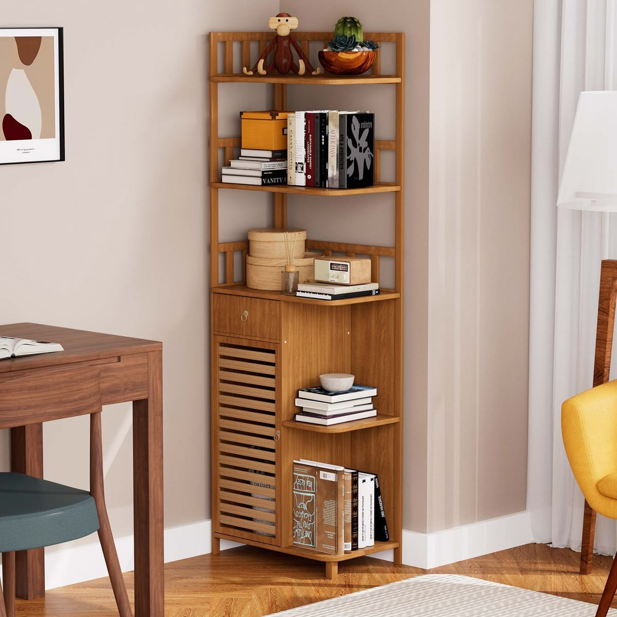 Wooden Bookshelf /Corner Shelf/Organizer- IECS01 image 3