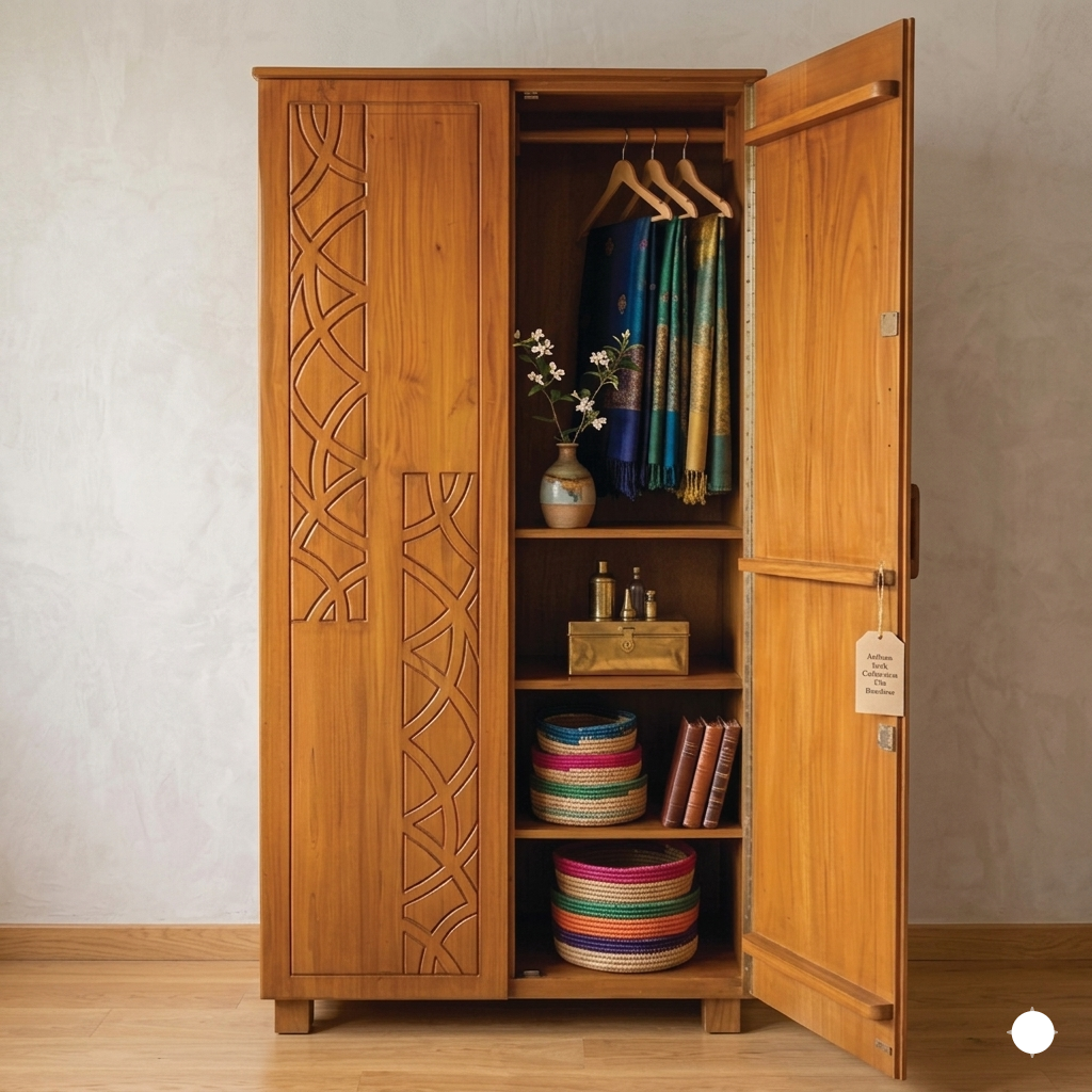Solid Wood Luxury Double Door Almirah with Glossy Finish -IESDA-16