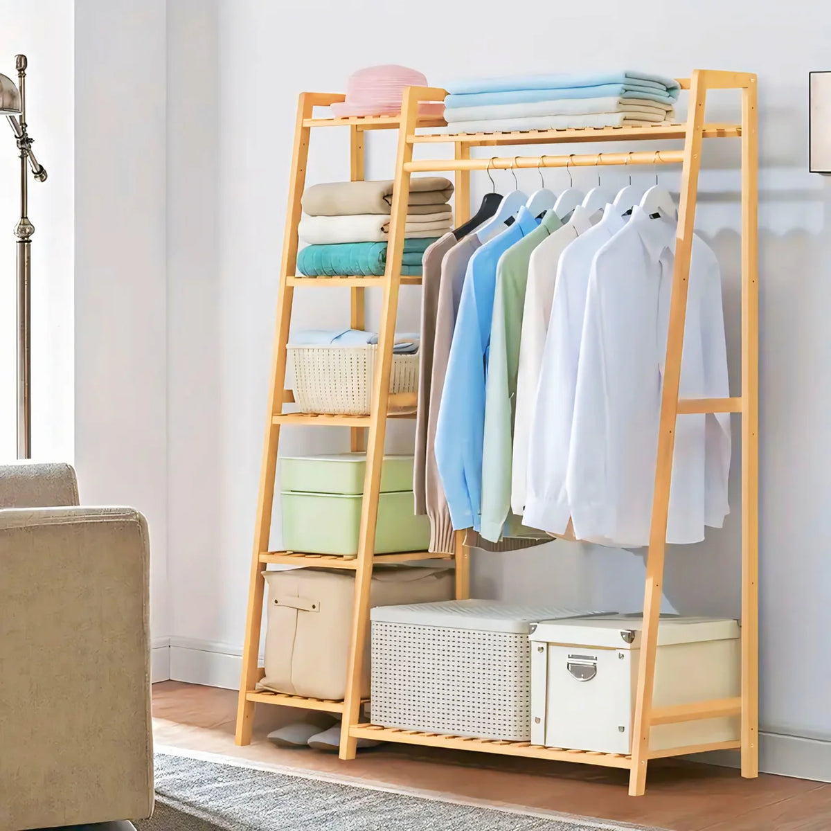 Premium Wooden Multi-Layer Cloth Stand-IECSM07 image 3