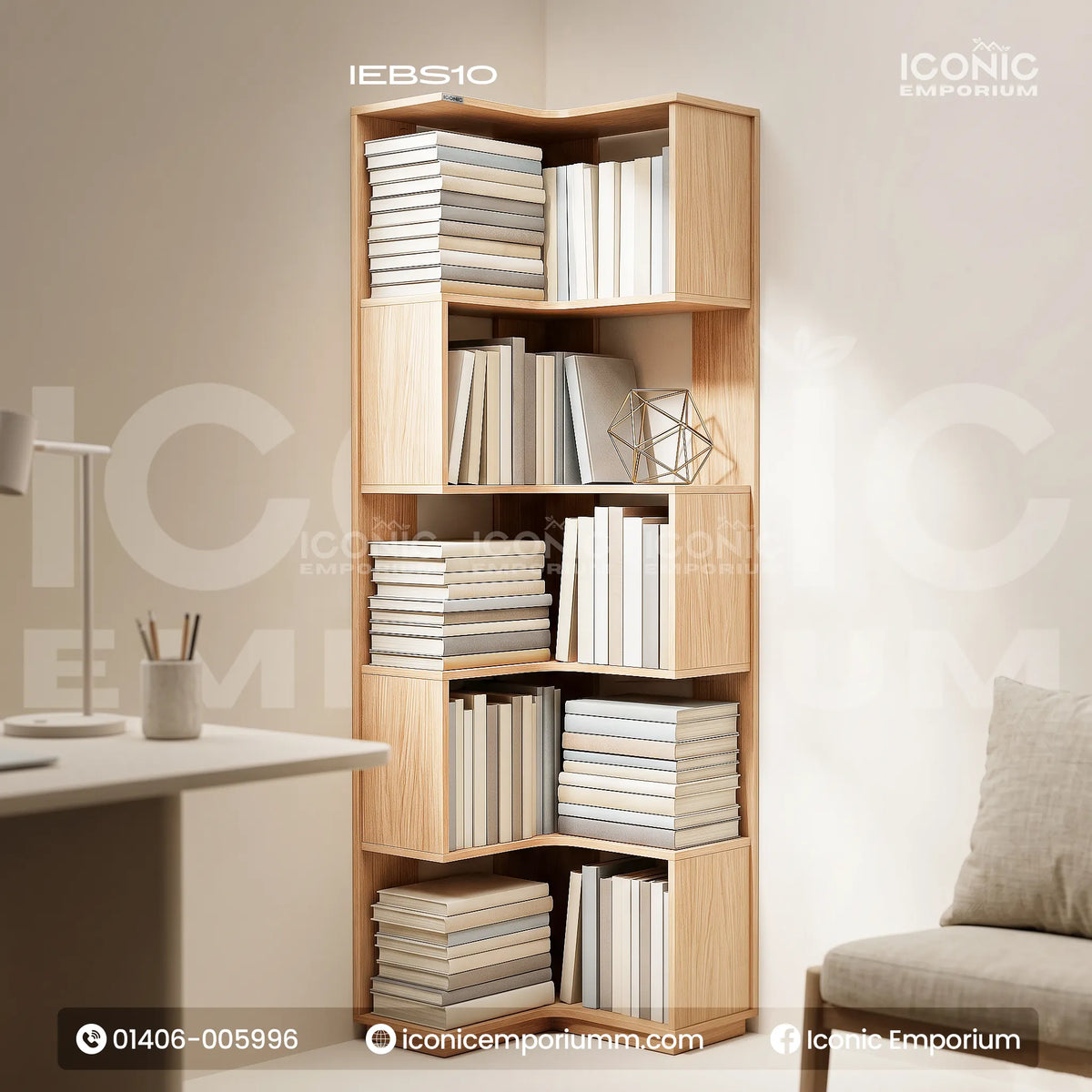 Stylish Corner Bookshelf-IEBS10