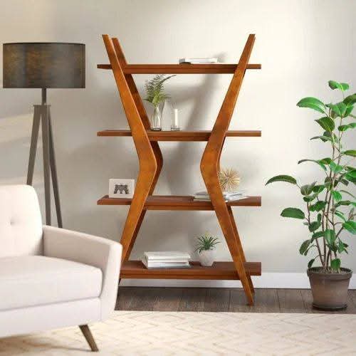 Premium Mahogany Wooden Geometric Bookshelf- IEBS66 image 4