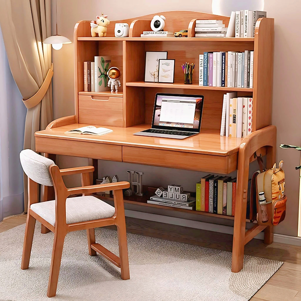 Handcrafted Mehgoni Wood Reading Table and Chair Set -IEST04