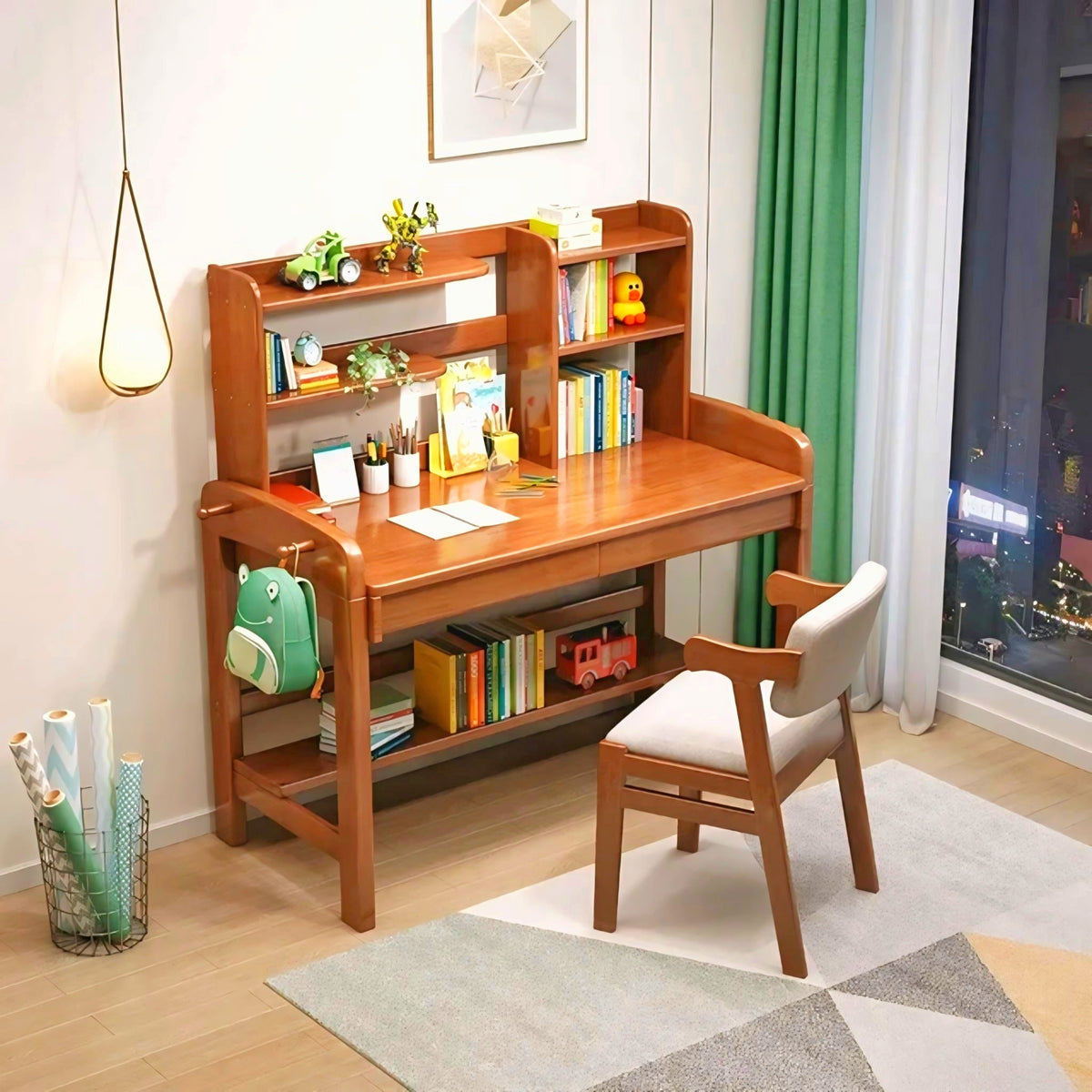 Modern Solid Mehgoni Wooden Desk and Chair Combo -IEST05