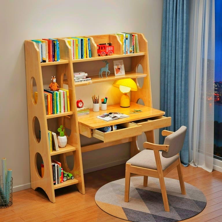 Durable Solid Mehgoni Wooden Study Desk and Chair Combo Set -IEST02 image 3