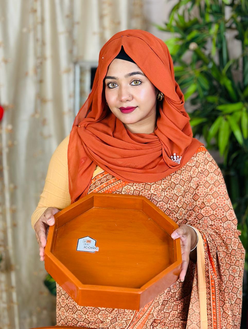 কাঠের প্রিমিয়াম - রাউন্ড শেপ ট্রে