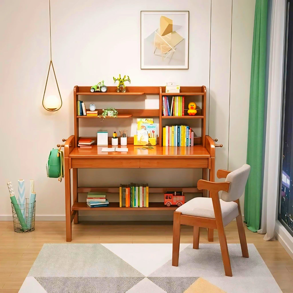Modern Solid Mehgoni Wooden Desk and Chair Combo -IEST05 image 3