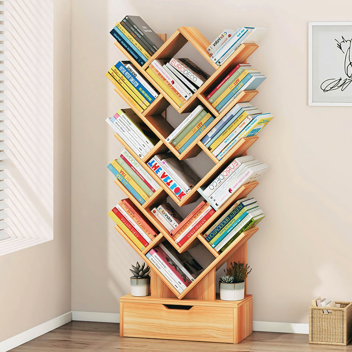 W Shape Large Bookshelf For Home and Office-IEBS36 image 2