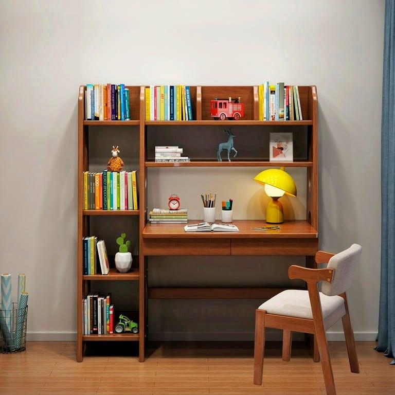 Durable Solid Mehgoni Wooden Study Desk and Chair Combo Set -IEST02