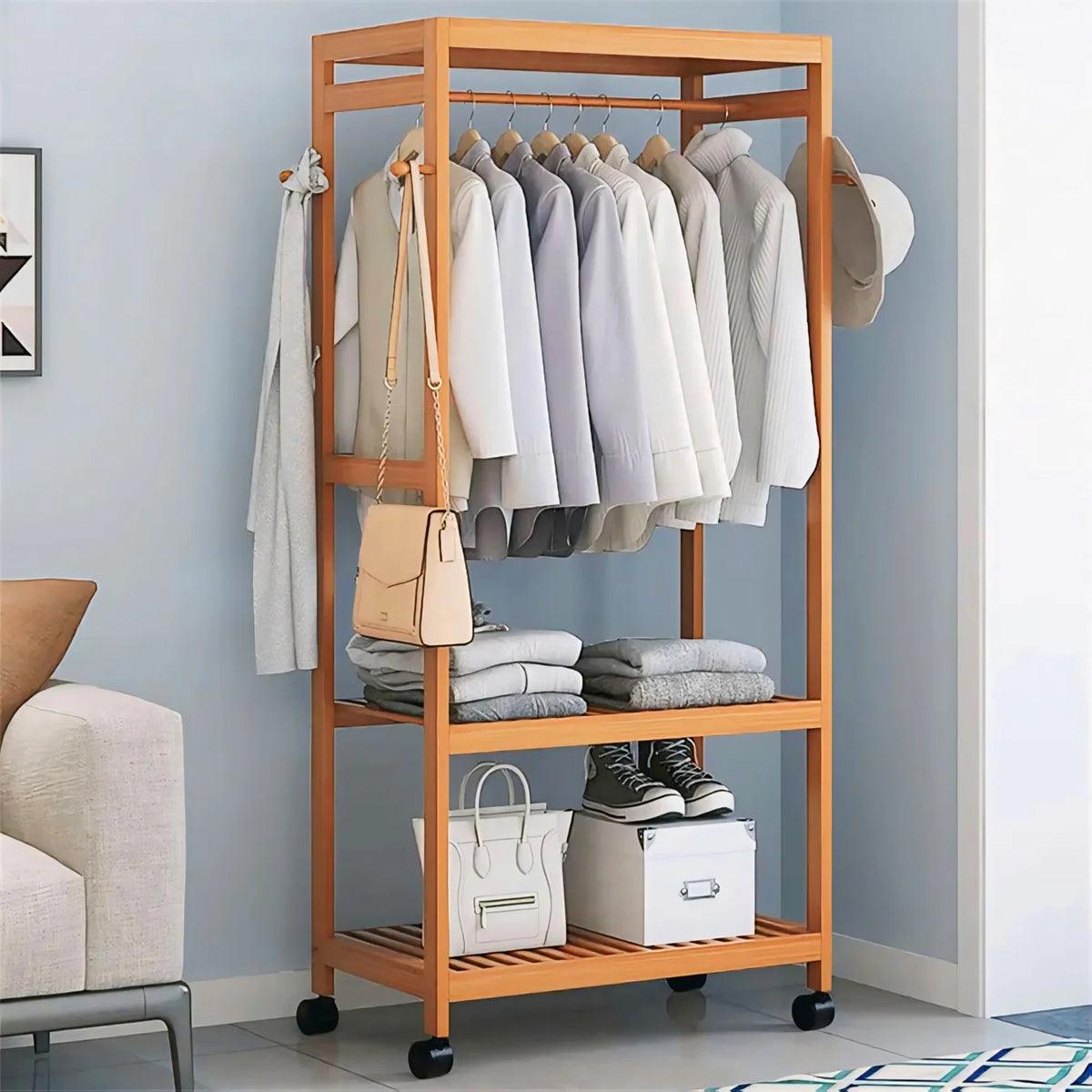 Wooden Clothes Stand with Rack -IECSM14 image 3