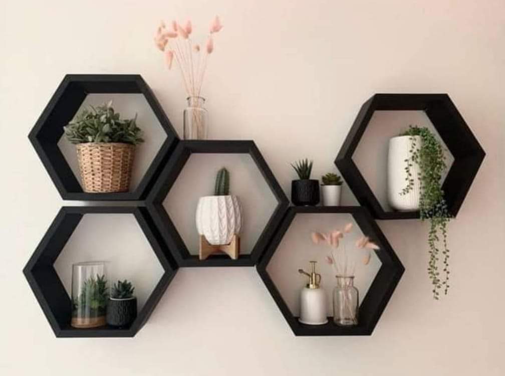 5 Hexagon Wallshelf-Functional and Trendy Design-IEWS04