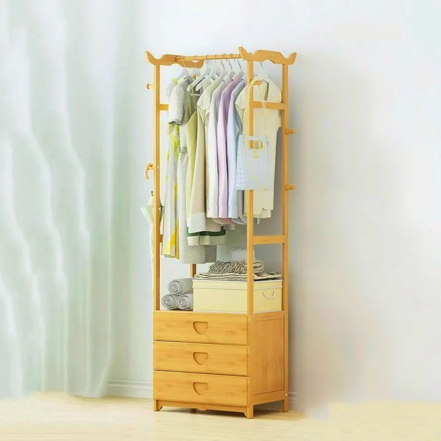 Wooden Multi-Layer Alna with 8 Side Hooks & 3 Drawers-IECSM18 image 4