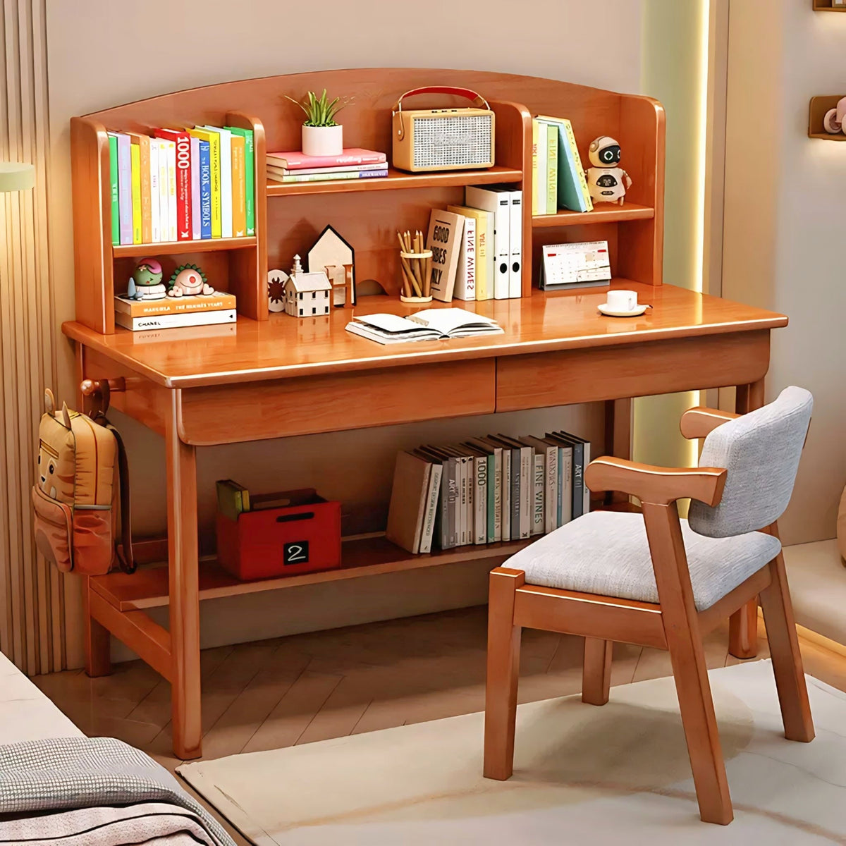 Space-Saving Solid Mehgoni Wooden Study Table Chair Set -IEST07