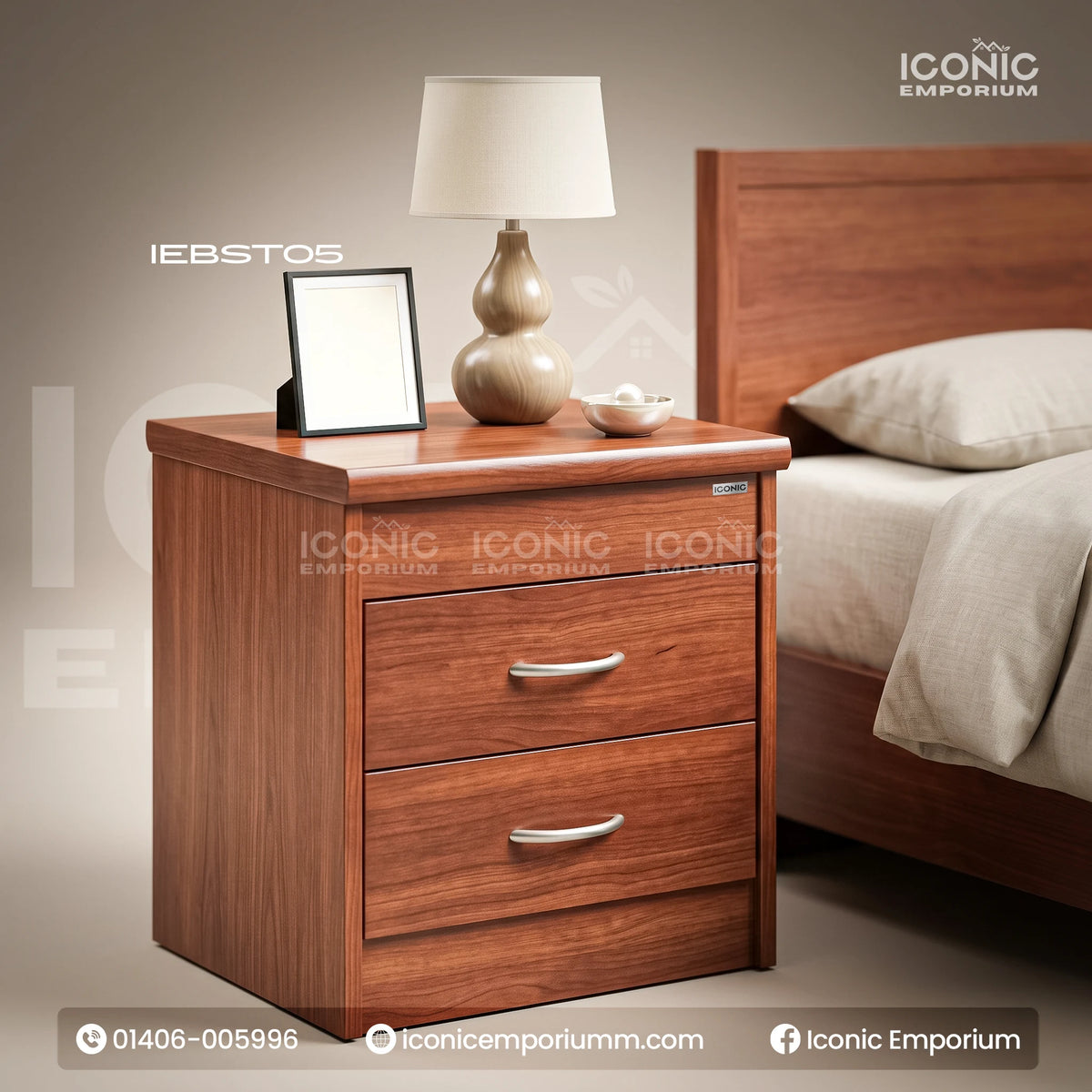 Stylish Wooden Bedside Table-Redefine Your Bedroom with Modern Elegance-IEBST05