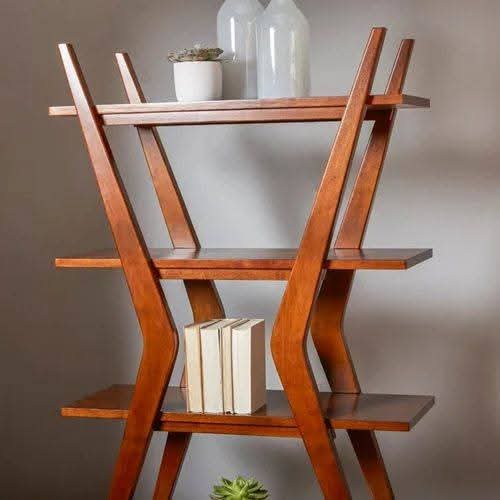 Premium Mahogany Wooden Geometric Bookshelf- IEBS66 image 2