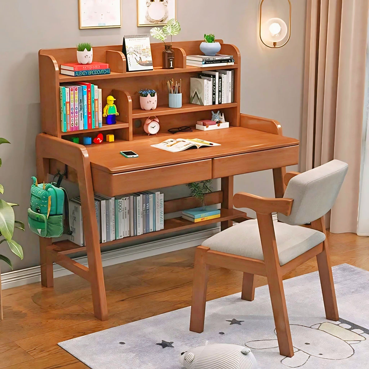 Solid Mehgoni Wooden Study Table and Chair Set for Students-IEST03 image 3