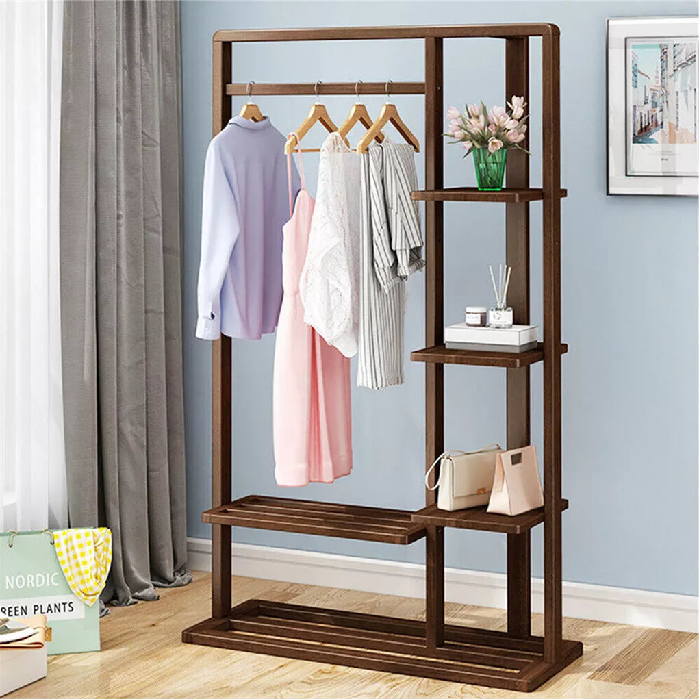 Solid Wooden Cloth Stand With Rack। Smart Storage-IECSM03