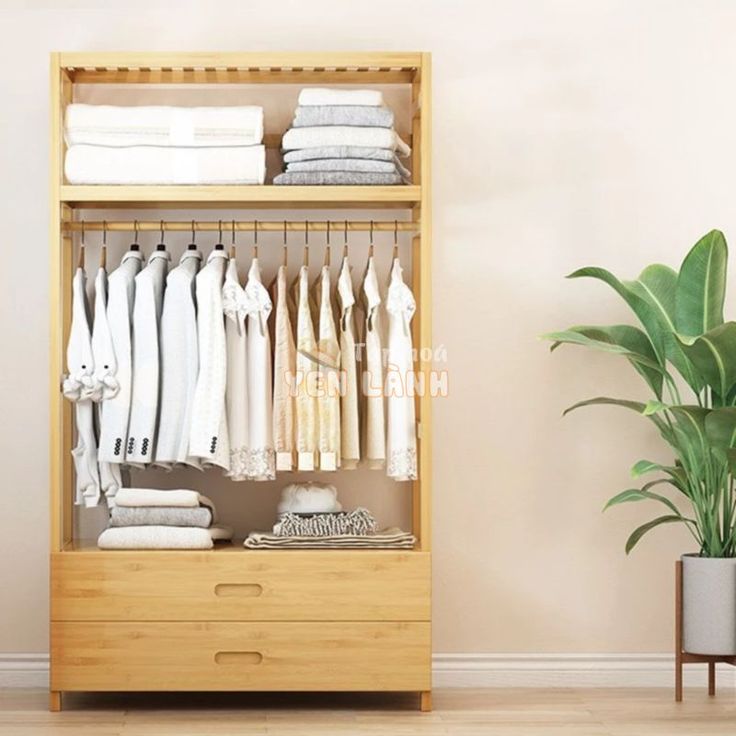 Modern Wooden Garments Stand with Drawers-IECSM11